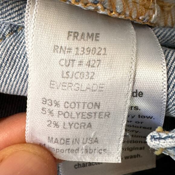 Frame Le Skinny de Jeanne Crop Jeans Womens 30 Everglade Blue Distressed Stretch - Picture 5 of 9